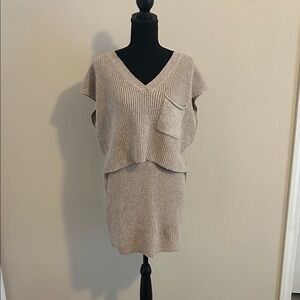 Chic Tan Knit Mini Dress